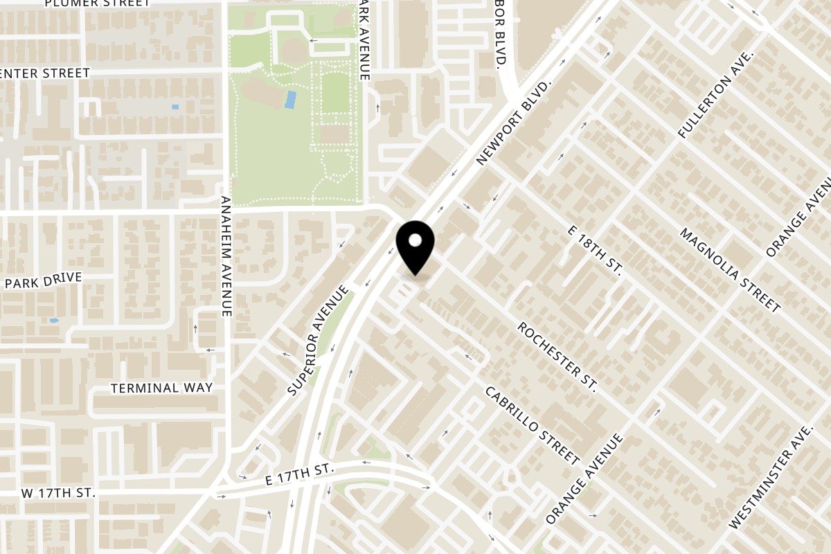 Map showing the location of AHI Hawaiian BBQ Costa Mesa on 1750 Newport Blvd in Costa Mesa