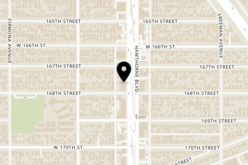 Map showing the location of AHI Hawaiian BBQ Lawndale on 16711 Hawthorne Blvd in Lawndale